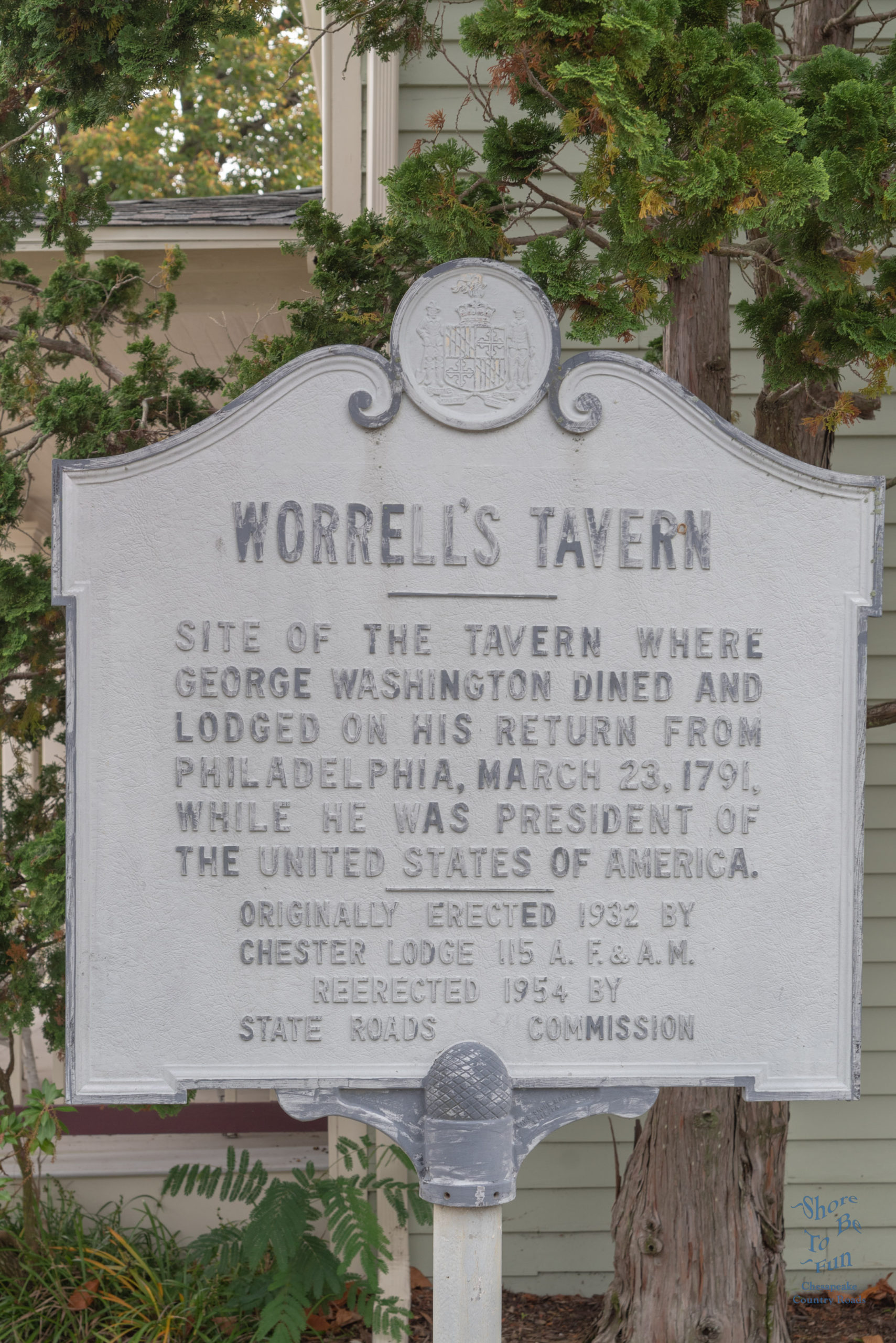 Historical Marker Worrell's Tavern - Chestertown, Kent County