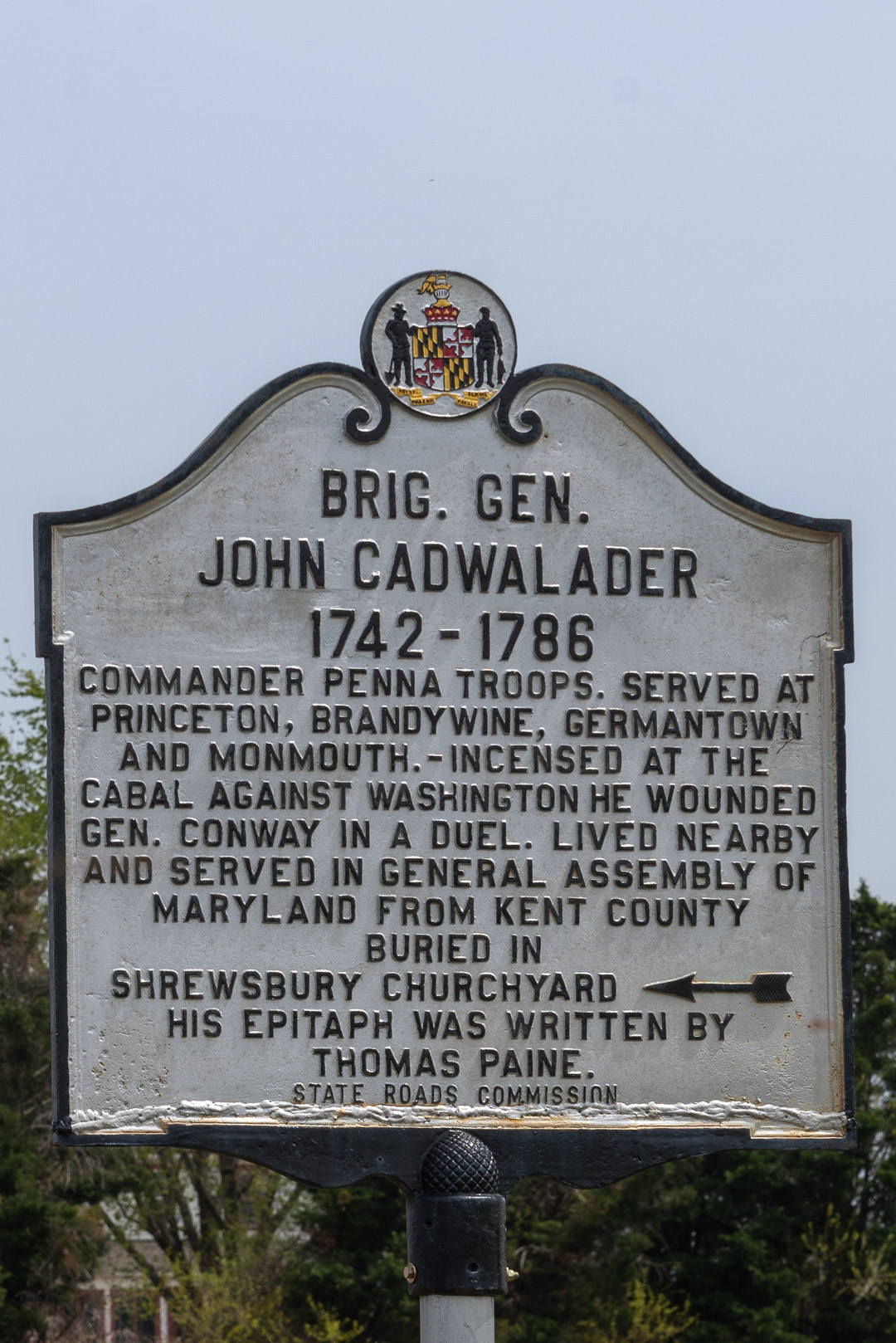 Historical Marker General John Cadwalader Kent MD